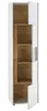 A tall, narrow cabinet with white exterior and wood-effect interior shelves and accents. Produktbild-Vorschau