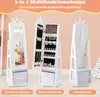 COSTWAY Detská šperkovnica 3v1, zrkadlová skrinka otočná o Náhľad obrázku produktu 4