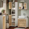 A bathroom scene with various storage units and a sink. Voir les images du produit