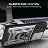 A phone case with a ring stand is shown on a table next to a laptop and headphones. Produktbild-Vorschau