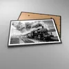 Gerahmtes Poster - Schwarzer Rahmen - Zug Schwarzweiß Rauch Produktbild-Vorschau 3