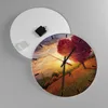 Wanduhr - Rund - Glasuhr - Baum Wiese Blume - 40x40cm - Produktbild-Vorschau 2