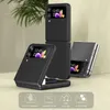 A product shot of a black flip phone case, with multiple angles shown, and feature icons at the bottom. Náhled obrázku produktu