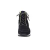 A black leather boot with yellow accents and laces is shown against a white background. Produktbild-Vorschau