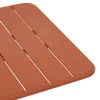 A close-up view of a section of a brown slatted table. Produktbild-Vorschau