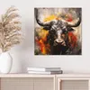 DEQORI Hybrid Leinwand Bild 50x50 cm 'Stier im Farbensturm' Produktbild-Vorschau 4