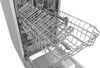 The interior of a dishwasher with the upper rack pulled out, showing the cutlery basket and the rack structure. Produktbild-Vorschau