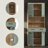 A tall cabinet with multiple doors and shelves, shown with close-up details of its features. Produktbild-Vorschau
