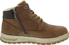 A side view of a brown winter boot with laces and a zipper. Produktbild-Vorschau