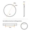 Diagrams illustrating the dimensions and mounting of a round mirror. Anteprima dell’immagine prodotto