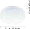 A white, round ceiling lamp with a sparkling effect, shown against a white background with dimension indicators. Produktbild-Vorschau