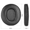 A top-down view and side view of a black headphone earpad with dimensions indicated. Voir les images du produit