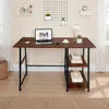 A desk with a laptop, a cup of coffee, and some decorative items on shelves. Náhled obrázku produktu