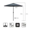 Diagram of a gray umbrella with dimensions and feature icons. Produktbild-Vorschau