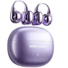 A pair of purple wireless earbuds and their charging case are displayed against a white background. Produktbild-Vorschau