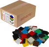A cardboard box with a label and a pile of colorful plastic shims in front of it. Produktbild-Vorschau