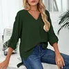 ASKSA Damen Bluse Chiffon Elegant V-Ausschnitt Langarm Hemd Produktbild-Vorschau 5