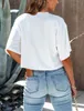 Kurzes Damen-T-Shirt in Unifarbe mit überschnittenen Produktbild-Vorschau 3