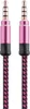 Two pink and black braided AUX cables with rose gold connectors against a white background. Produktbild-Vorschau