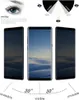 A marketing image showing three smartphones with privacy screen protectors, illustrating the anti-spy feature. Produktbild-Vorschau