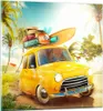 Bilder auf glas - Auto Strand Reise Sommer - 70x70cm - Produktbild-Vorschau 1