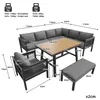 Gartenlounge-Set 5-teilig Ecksofa mit Tisch & Hocker, 150kg Produktbild-Vorschau 3