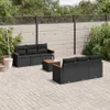 7-tlg. Garten-Sofagarnitur mit Kissen Schwarz Poly Rattan Produktbild-Vorschau 1