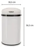 A white sensor trash can with dimensions indicated. Produktbild-Vorschau