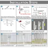 A grid of nine images illustrating the installation steps for a curtain track system. Produktbild-Vorschau