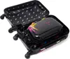 An open black suitcase with a smaller black case inside, both decorated with colorful paint splatters. Náhled obrázku produktu