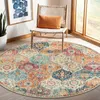 Runder Teppich – Vintage Boho Teppich für Wohnzimmer, 80 cm Produktbild-Vorschau 2