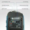 Close-up of the control panel of a portable generator with labels pointing to various features. Podgląd zdjęcia produktu