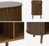 A collage of four close-up images showing different angles and details of a wooden TV cabinet. Anteprima dell’immagine prodotto