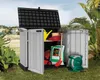 A garden storage box filled with gardening tools and supplies, set in an outdoor garden environment. Náhled obrázku produktu