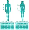 A size chart for men's and women's clothing, showing body measurements for different sizes. Produktbild-Vorschau