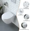 A wall-mounted toilet with several close-up images highlighting its features. Náhled obrázku produktu