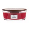 A WoodWick Crimson Berries candle in a glass jar with a wooden lid. Produktbild-Vorschau