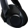 A close-up view of a black and dark blue gaming headset, focusing on the ear cup and headband attachment. Podgląd zdjęcia produktu