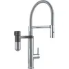 A chrome kitchen faucet with a flexible hose and a separate water filter attachment. Podgląd zdjęcia produktu