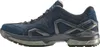 A side view of a single navy blue hiking shoe against a white background. Produktbild-Vorschau