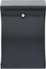A front view of a dark gray mailbox with a silver lock. Voir les images du produit