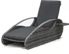 A gray wicker lounger with dark gray cushions, shown against a white background. Produktbild-Vorschau