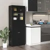 A black kitchen cabinet with glass doors is shown in a modern kitchen setting. Podgląd zdjęcia produktu