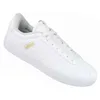 A white Adidas sneaker with gold branding. Produktbild-Vorschau
