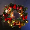 LED Tannenkranz mit Deko - Türkranz - D: 30cm - 10 warmweiße LED - Batterie - für Innen - rot/gold Produktbild-Vorschau