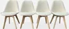A set of four white Scandinavian-style chairs with wooden legs, presented against a plain white background. Produktbild-Vorschau