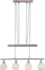 A modern pendant light fixture with four glass shades. Produktbild-Vorschau