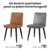 Two chairs, one brown and one gray, are shown side-by-side against a white background. Text above describes them as fitting any interior style, and text below labels each color with descriptive words. Náhľad obrázku produktu