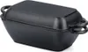 A black cast iron loaf pan with a lid is shown from a slightly elevated side angle against a white background. Produktbild-Vorschau