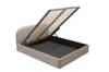 A bed frame with the mattress support lifted to reveal the storage compartment underneath. Produktbild-Vorschau
